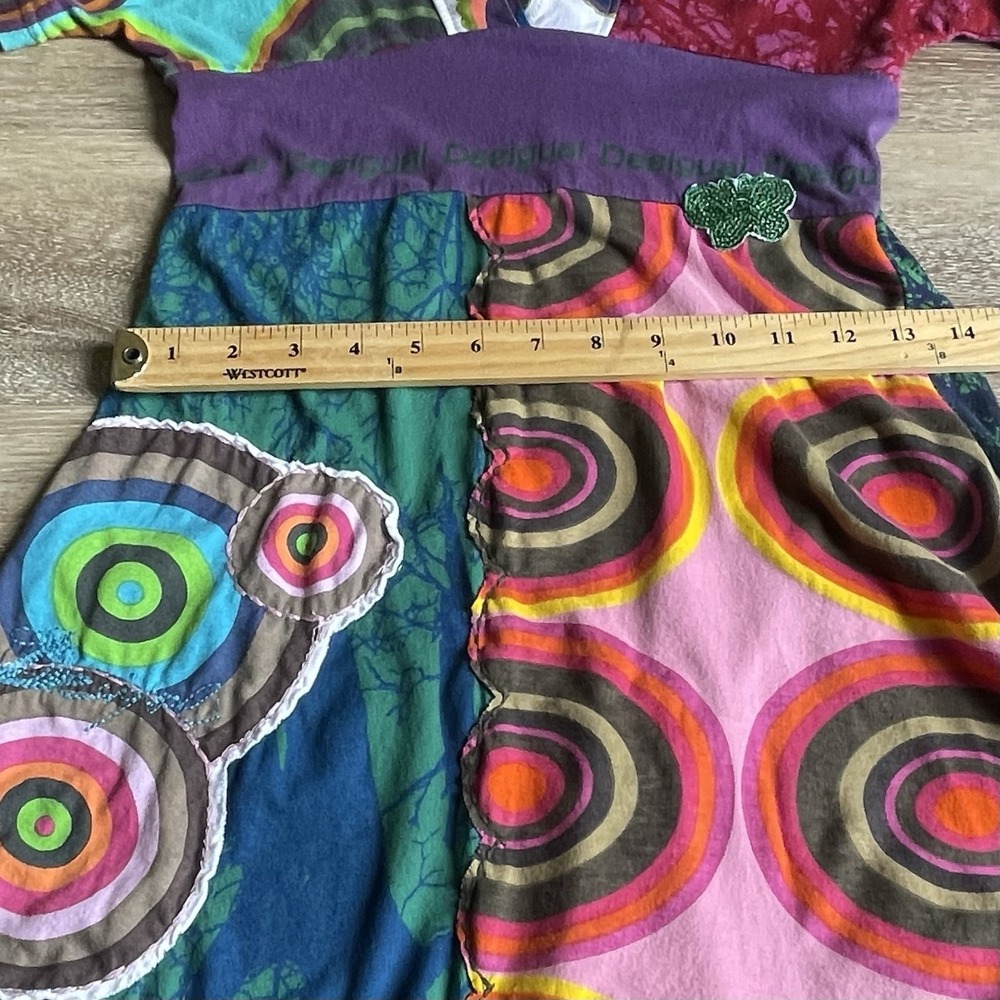 Desigual Dress Double V-Neck Dress Small Embroidered Bright Short Boho Art Print - Picture 4 of 11